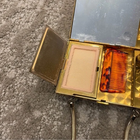 Vintage 1950’s Mother Of Pearl Brass Cosmetic Comb Lipstick Compact Case Purse - Picture 8 of 13